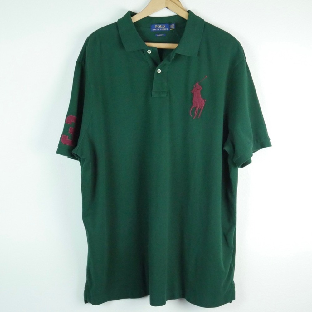Polo Ralph Lauren XL Classic Fit Big Pony Polo Shirt Green Burgundy 3 NWT Preppy